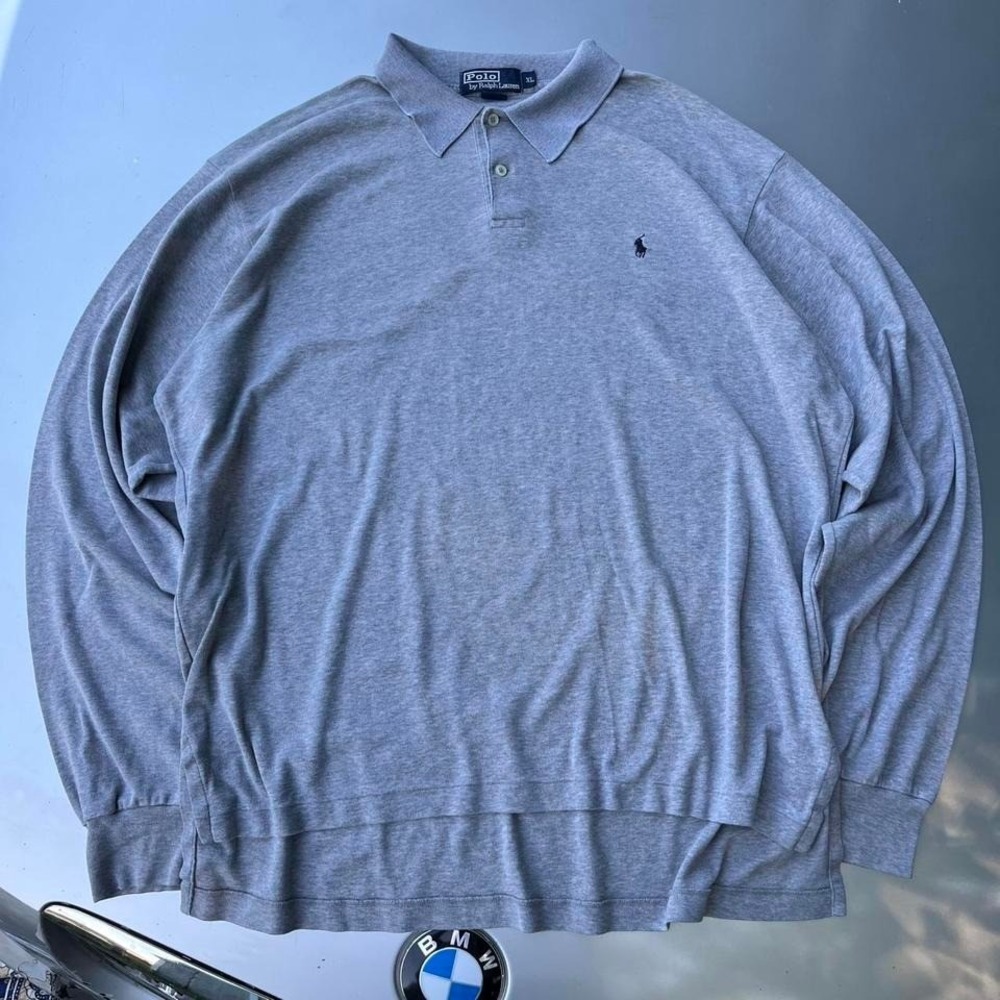 VTG Single stitch Grey Polo Ralph Lauren long sleeve polo shirt